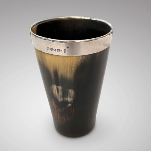 19th Century Silver Rimmed Horn Beaker