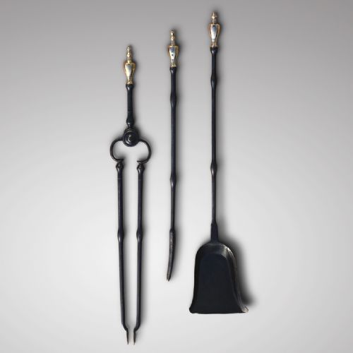 Set of Victorian Steel & Brass Fire Irons