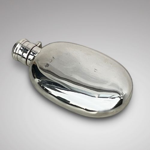 Antique Oval Silver Hip Flask