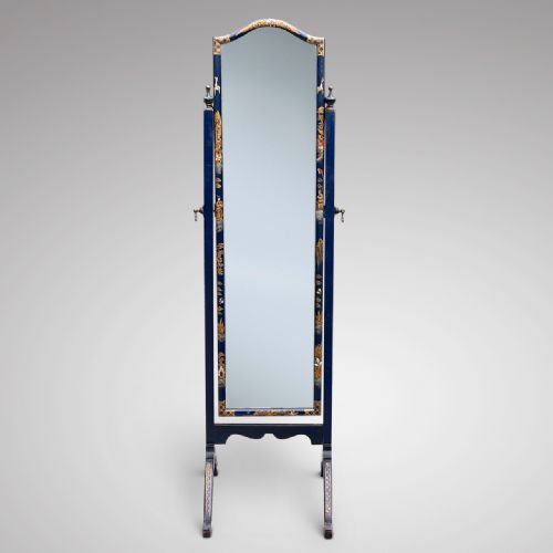 fig 1. Blue Laquer Chinoiserie Cheval Mirror