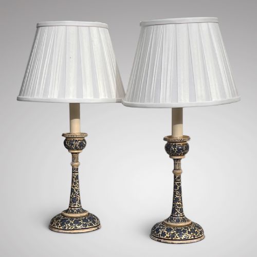 fig 1. Pair of 19th Century Painted Kashmiri Lamps