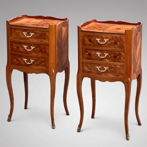 Pair of Antique Louis Xv Style Kingwood Bedside Tables