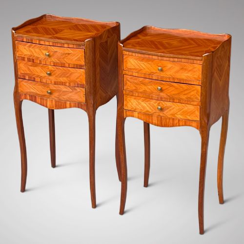Pair of Kingwood Bedside Tables in Louis Xv Style