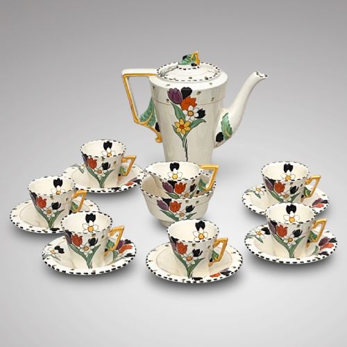 fig 1. Art Deco Burleigh Hand Painted Coffee Set