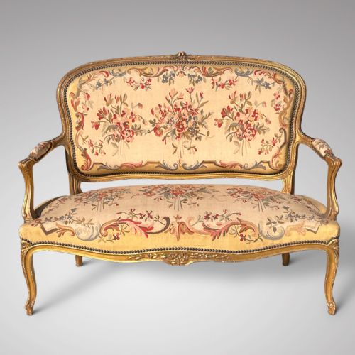 fig 2. French Giltwood Salon Sofa & Matching Chairs