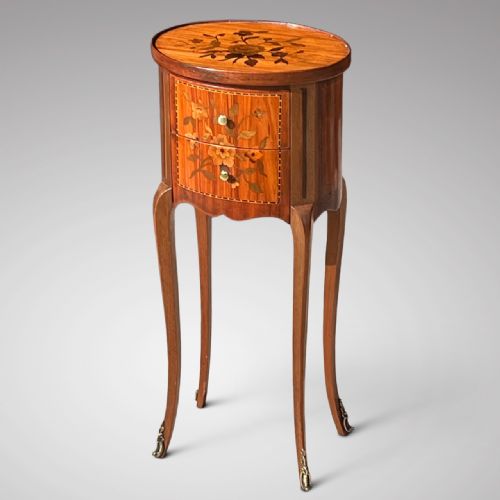 Pretty French Oval Bedside Table