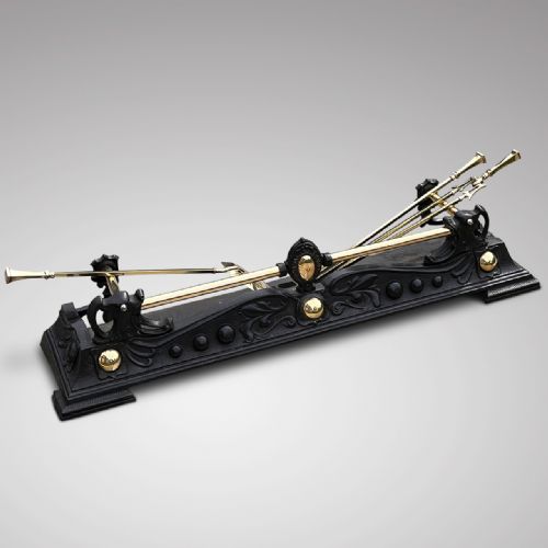 Aesthetic Period Fender with Brass Fire Irons
