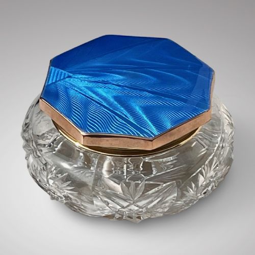 Art Deco Glass Bowl with Guilloche Enamel Top