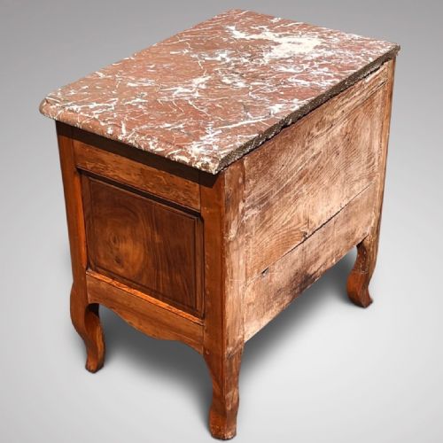 ANTIQUE FRENCH FRUITWOOD COMMODE WITH MARBLE TOP - ADDITIONAL PHOTO 1