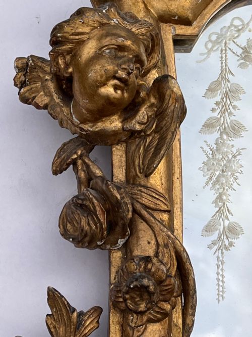 19TH CENTURY GILT FRAMED CHERUB BRACKET MIRROR - ADDITIONAL PHOTO 3