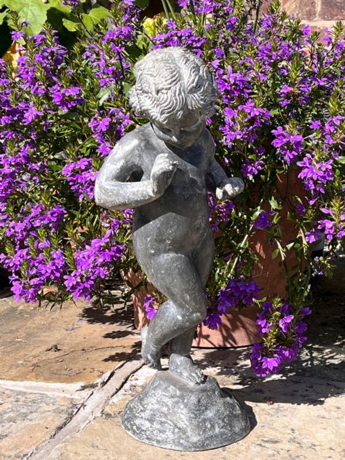 ANTIQUE LEAD PUTTO GARDEN FIGURE - ADDITIONAL PHOTO 2
