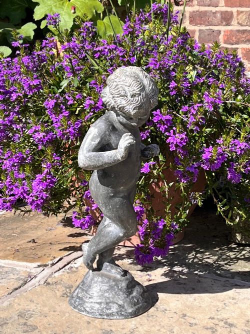 ANTIQUE LEAD PUTTO GARDEN FIGURE - ADDITIONAL PHOTO 4