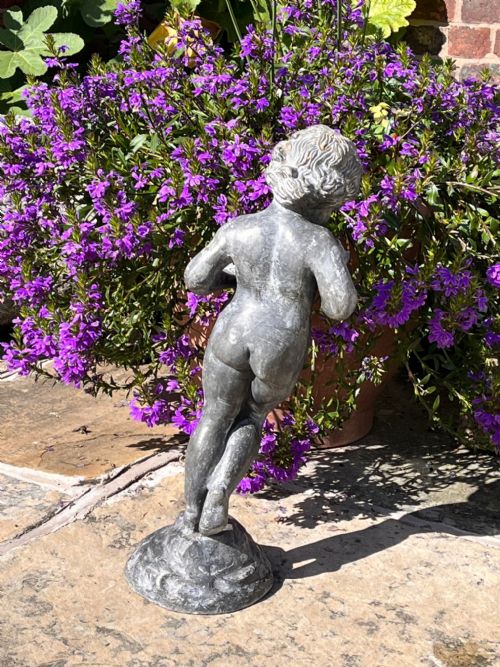 ANTIQUE LEAD PUTTO GARDEN FIGURE - ADDITIONAL PHOTO 5