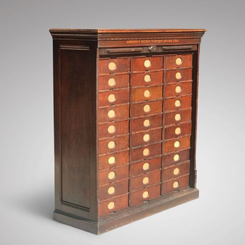 19th Century Mahogany Amberg Filing Cabinet