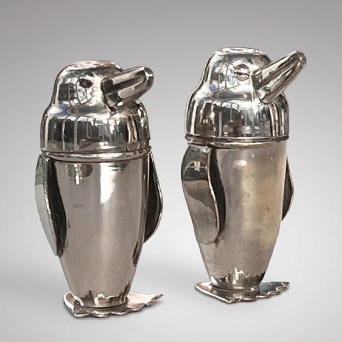 Pair of Silver Plated Penguin Pepperettes by James Deakin & Sons