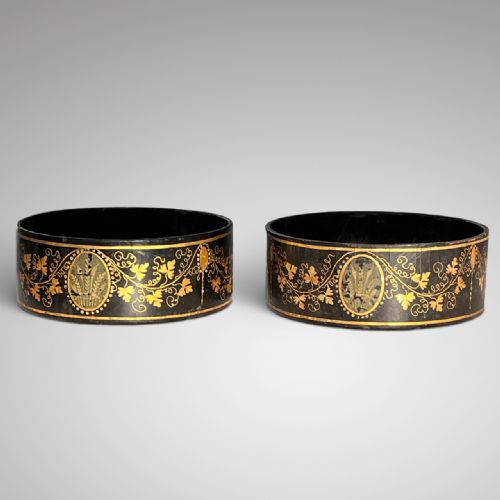 Pair of Regency Papier Mache Wine Coasters