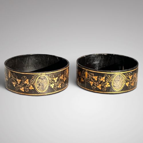 fig 1. Pair of Regency Papier Mache Wine Coasters
