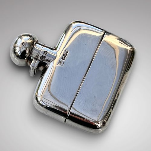 Unusual Solid Silver Hip Flask by James Deakin & Sons