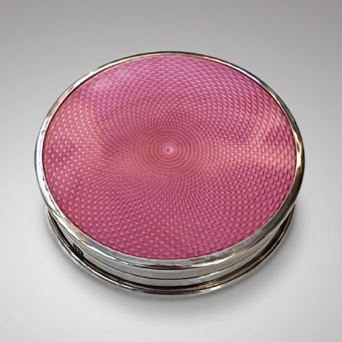Art Deco Silver & Guilloche Enamel Powder Compact