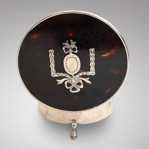 ANTIQUE SILVER TORTOISESHELL JEWELLERY BOX - ADDITIONAL PHOTO 1
