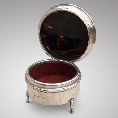 ANTIQUE SILVER TORTOISESHELL JEWELLERY BOX - ADDITIONAL PHOTO 2