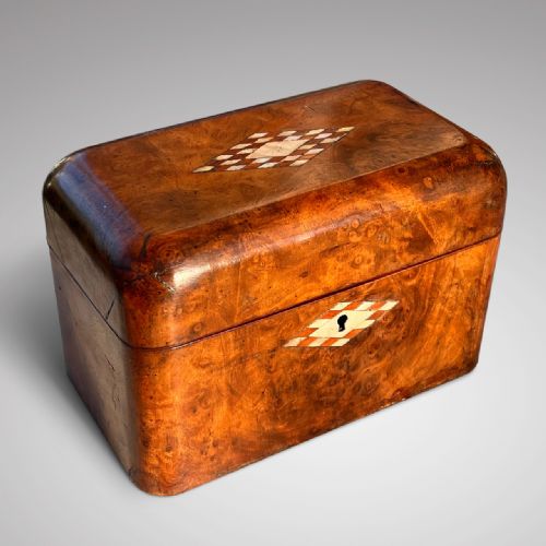 19th Century Burr Walnut Tea Caddy
