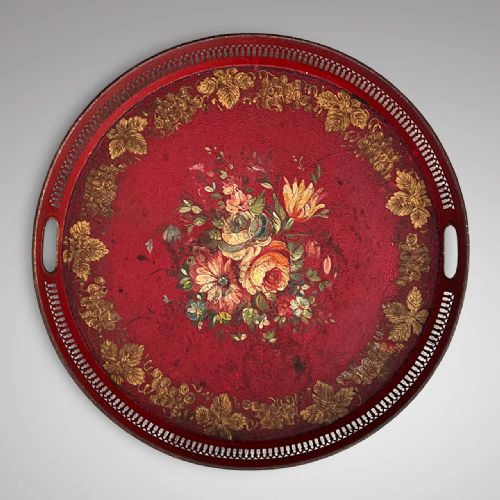 19th Century Red Toleware Tray