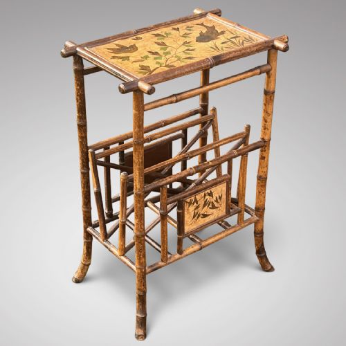 Superb 19th Century Bamboo Table with Magazine Rack