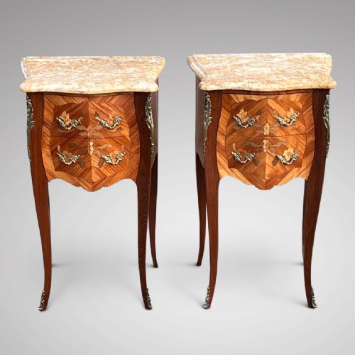 A Stunning Pair of Antique French Bedside Tables