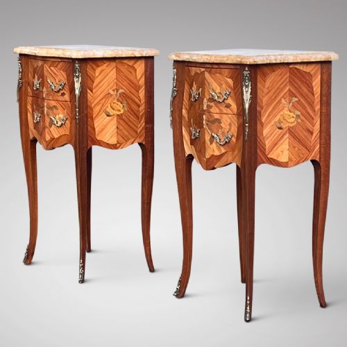 fig 1. A Stunning Pair of Antique French Bedside Tables