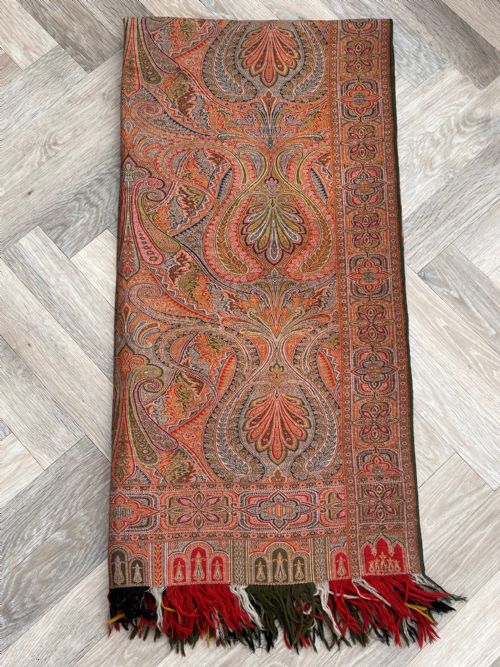 19th Century Handwoven Woolen Paisley Shawl