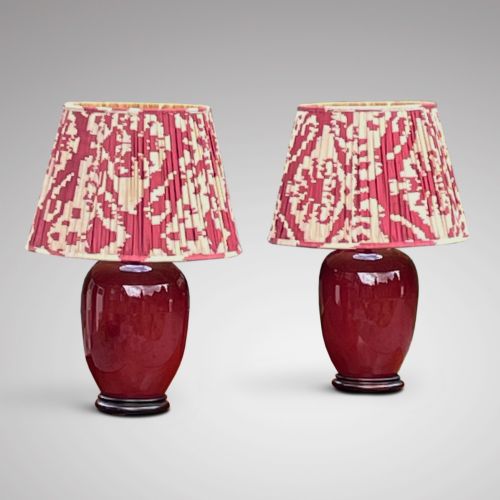 Pair of Chinese Sang Du Boeuf Table Lamps