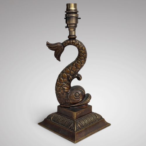 19th Century Bronze Dolphin Table Lamp