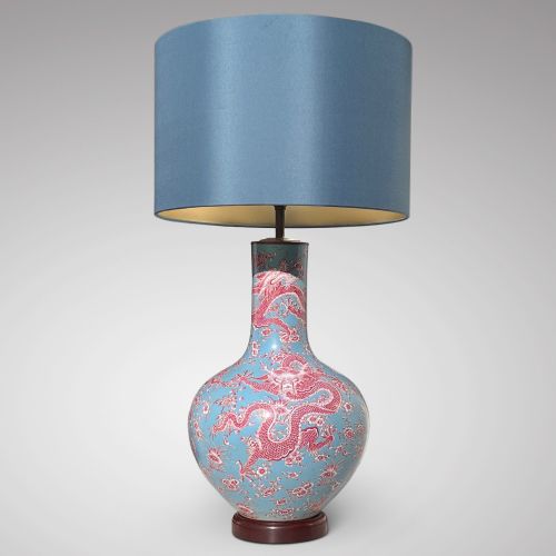 Large Antique Chinese Dragon Lamp