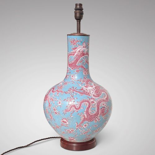 fig 1. Large Antique Chinese Dragon Lamp