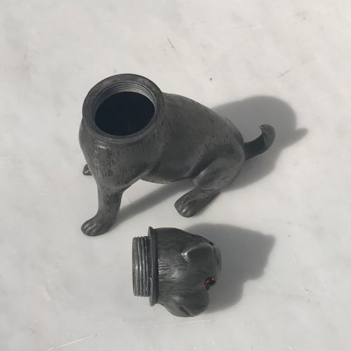19TH CENTURY NOVELTY PEWTER DOG PEPPERETTE - ADDITIONAL PHOTO 2