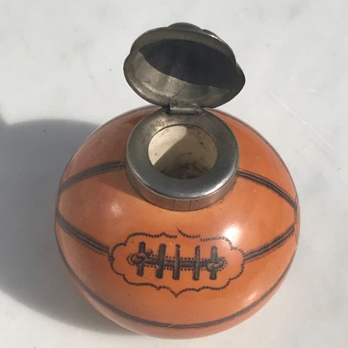 19TH CENTURY STONEWARE RUGBY BALL INKWELL - ADDITIONAL PHOTO 1