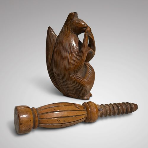 ANTIQUE FRUITWOOD SQUIRREL NUTCRACKER - ADDITIONAL PHOTO 1