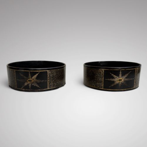 A Pair of Regency Papier Mache Wine Coasters