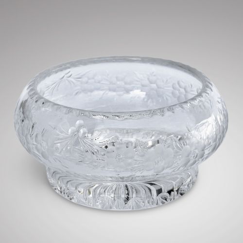 ART DECO CUT GLASS BOWL WITH SILVER AND BLUE ENAMEL TOP - ADDITIONAL PHOTO 2