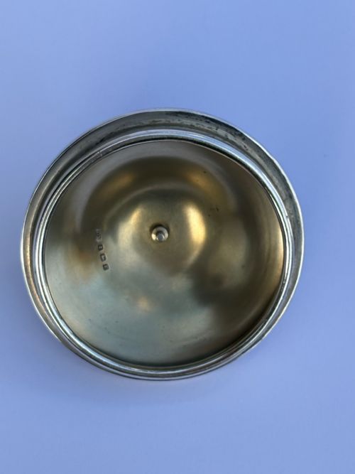 ART DECO CUT GLASS BOWL WITH SILVER AND BLUE ENAMEL TOP - ADDITIONAL PHOTO 4