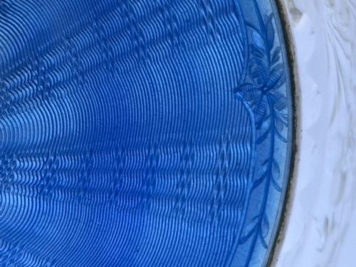 ART DECO CUT GLASS BOWL WITH SILVER AND BLUE ENAMEL TOP - ADDITIONAL PHOTO 5