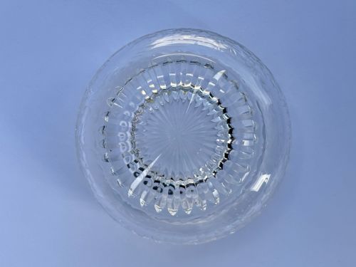 ART DECO CUT GLASS BOWL WITH SILVER AND BLUE ENAMEL TOP - ADDITIONAL PHOTO 6