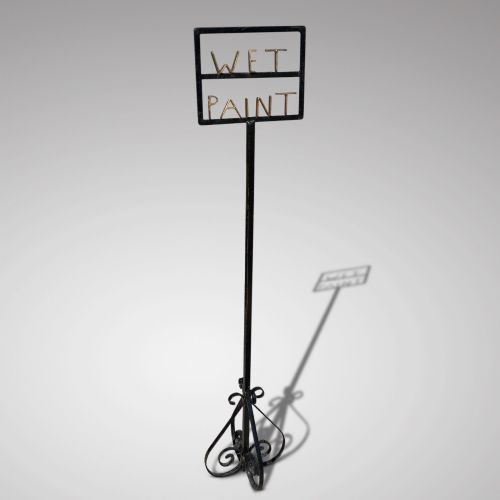 ANTIQUE WROUGHT IRON WET PAINT SIGN