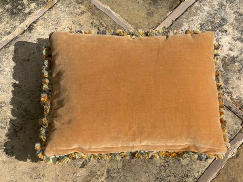 ANTIQUE WOOL FLORAL NEEDLEPOINT CUSHION - ADDITIONAL PHOTO 2
