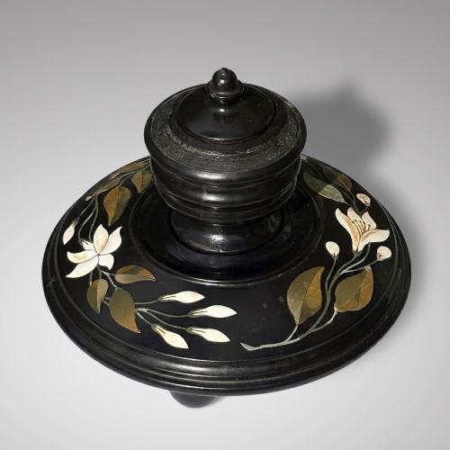 19TH CENTURY ASHFORD MARBLE INKWELL AND STAND