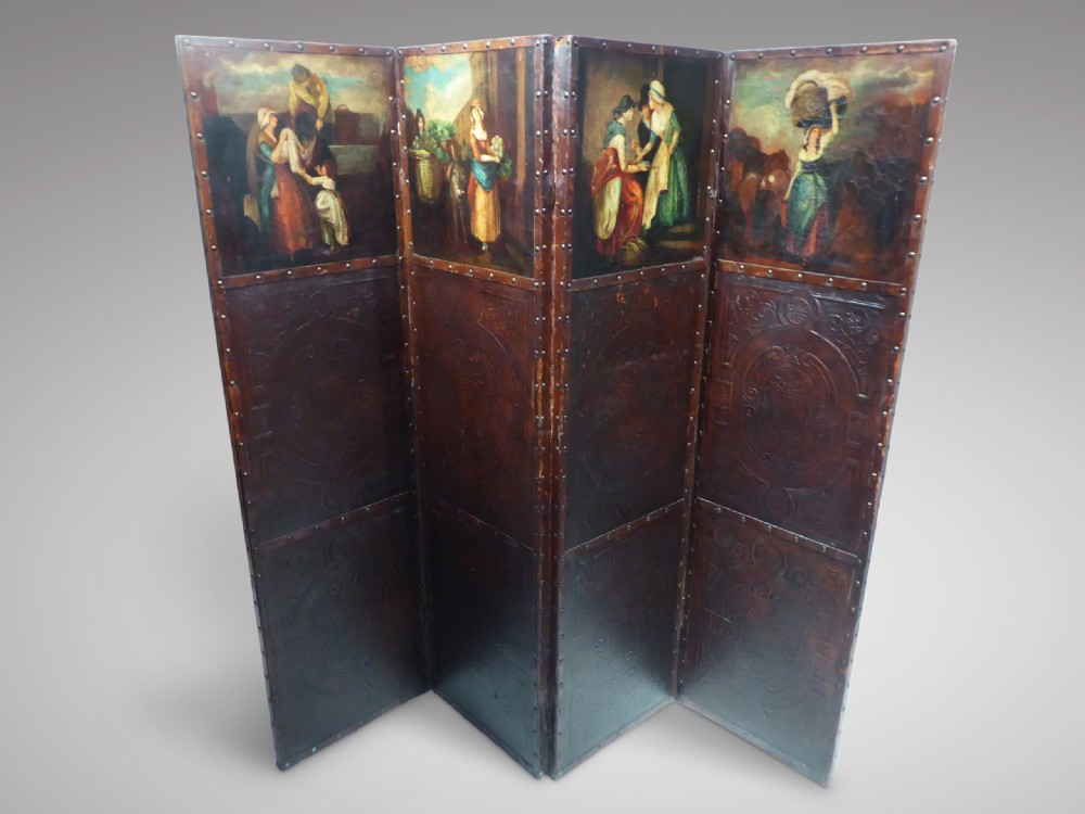Late 19th Century Leather Screen