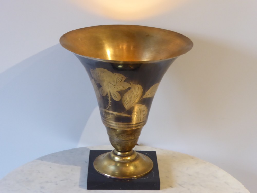 Art Deco Dinanderie Vase Uplighter
