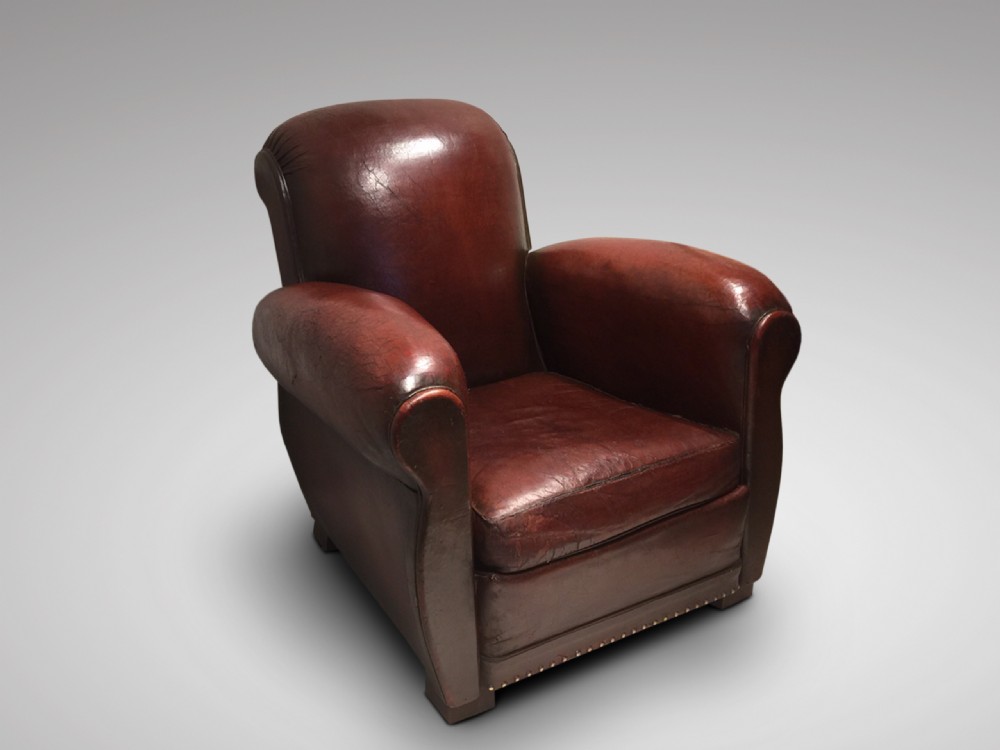 French Art Deco Leather Club Chair