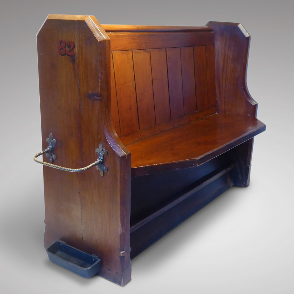 19th Century Stained Pine Church Pew